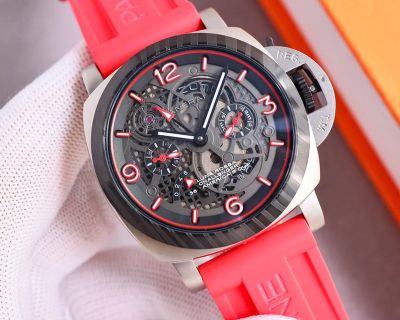 Panerai Stainless Steel Automatic Movement 48*13MM Black/Red/White Strap Watch